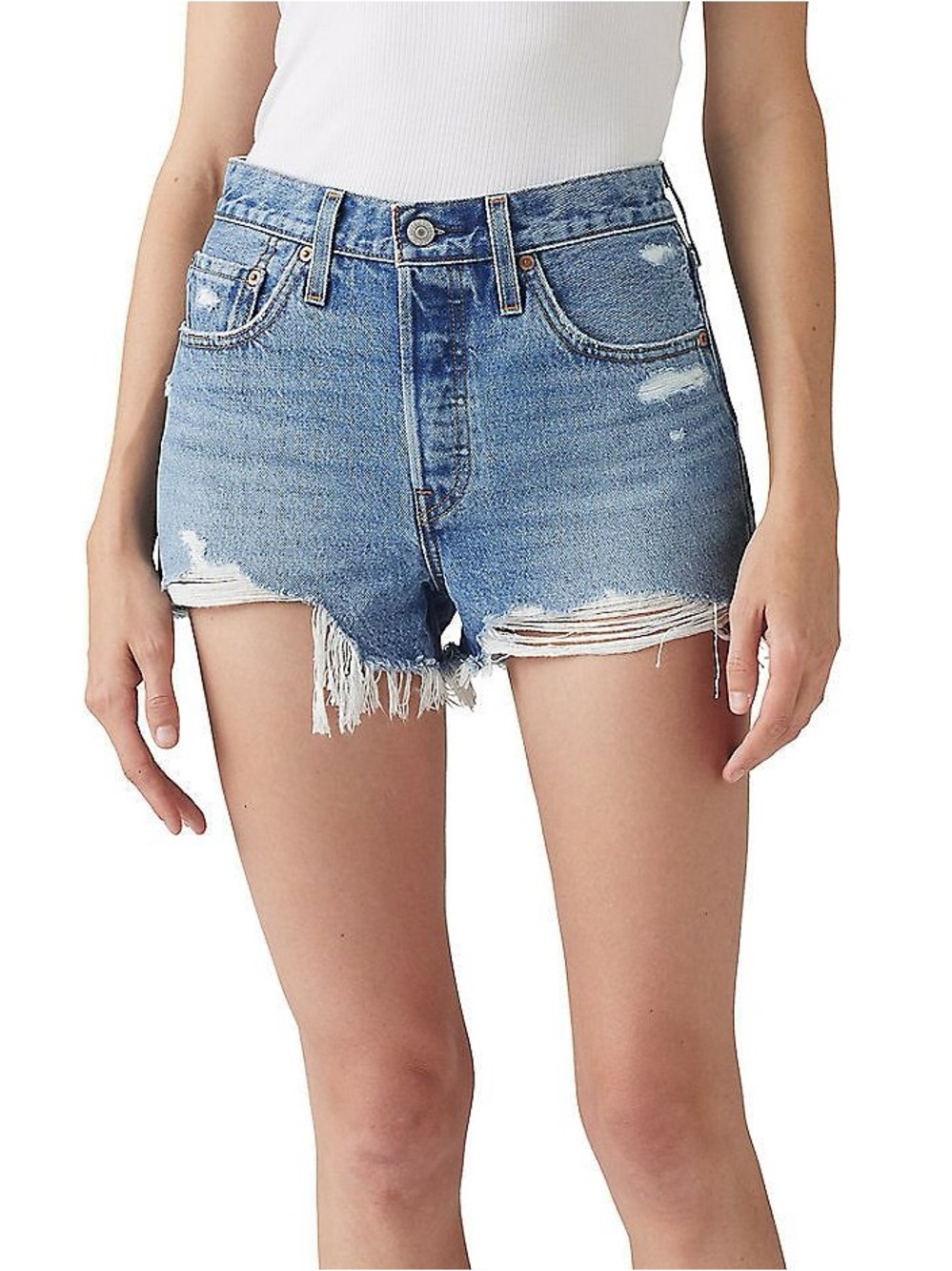 Levi’s 501 Light Wash Original Jean Denim Shorts Distressed Button Fly